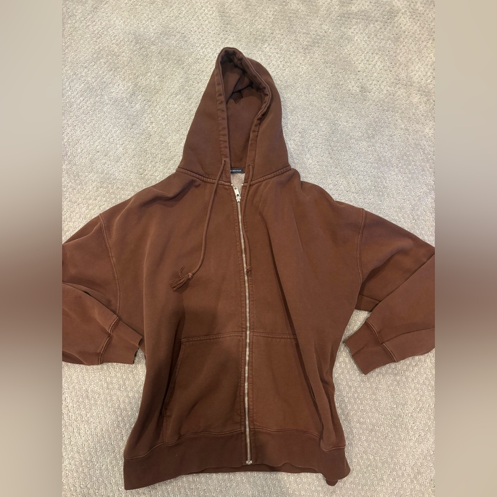 Brandy Melville Chestnut Brown Zip Hoodie